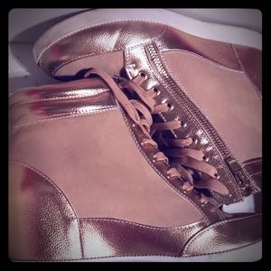 Rose gold wedge sneakers